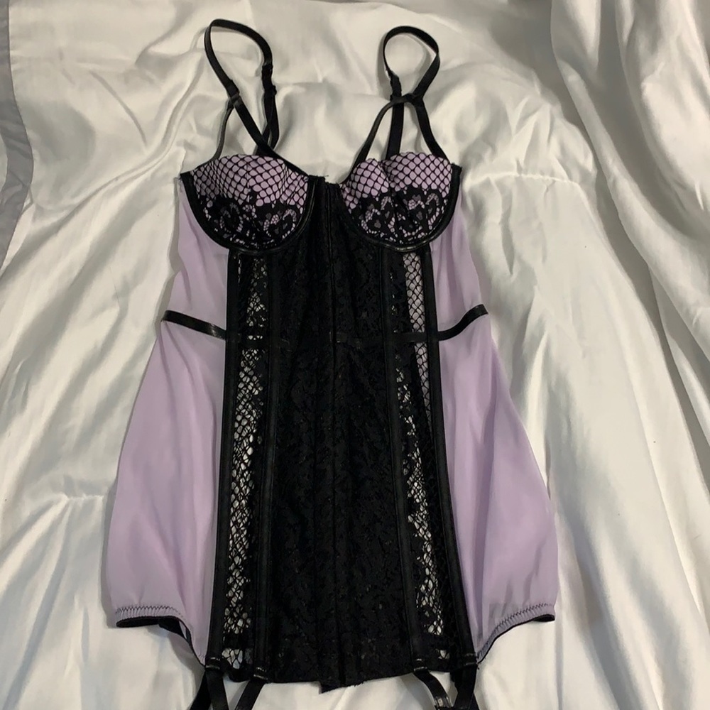 COPY - Sexy Leather+Lace Garter Slip (NWOT)